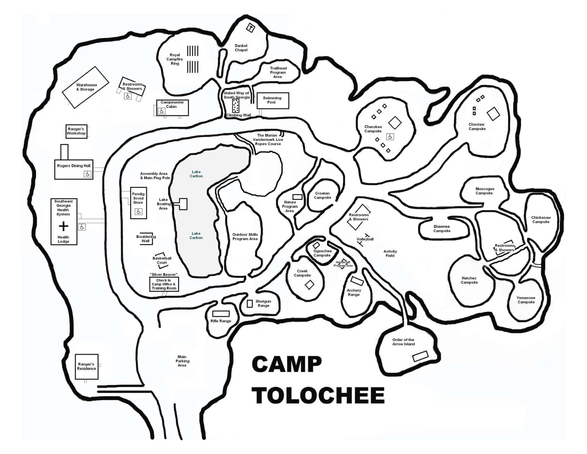 Camp Tolochee Map - Coastal Georgia BSA - Brunswick, GA